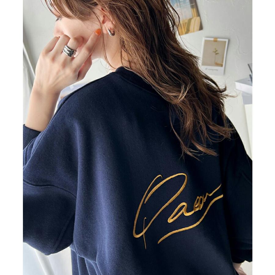 トップス スウェット レディース 立体 paean バック BIG ロゴ 刺繍 裏起毛 プルオーバー セットアップ可能 ドロップショルダーゆるっと | classicalelf | 12