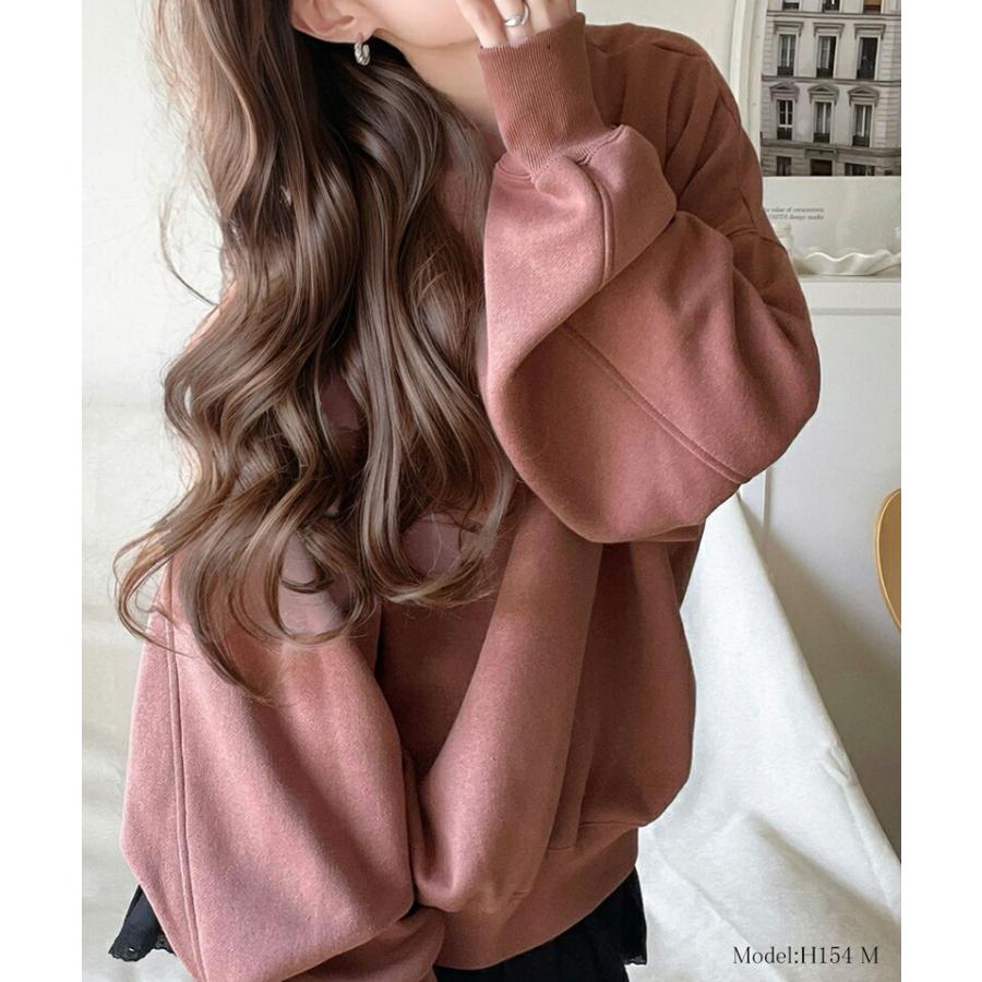 トップス スウェット レディース 立体 paean バック BIG ロゴ 刺繍 裏起毛 プルオーバー セットアップ可能 ドロップショルダーゆるっと | classicalelf | 14