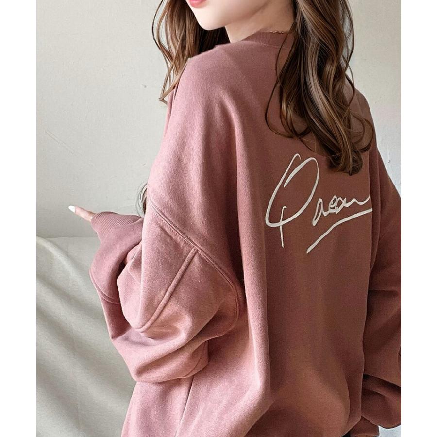 トップス スウェット レディース 立体 paean バック BIG ロゴ 刺繍 裏起毛 プルオーバー セットアップ可能 ドロップショルダーゆるっと | classicalelf | 15