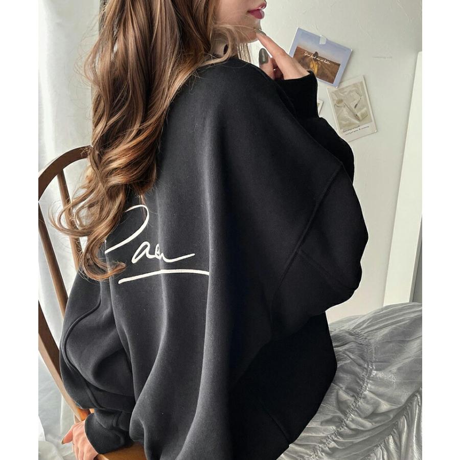 トップス スウェット レディース 立体 paean バック BIG ロゴ 刺繍 裏起毛 プルオーバー セットアップ可能 ドロップショルダーゆるっと | classicalelf | 03