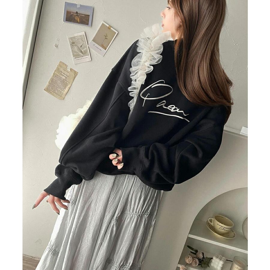 トップス スウェット レディース 立体 paean バック BIG ロゴ 刺繍 裏起毛 プルオーバー セットアップ可能 ドロップショルダーゆるっと | classicalelf | 04