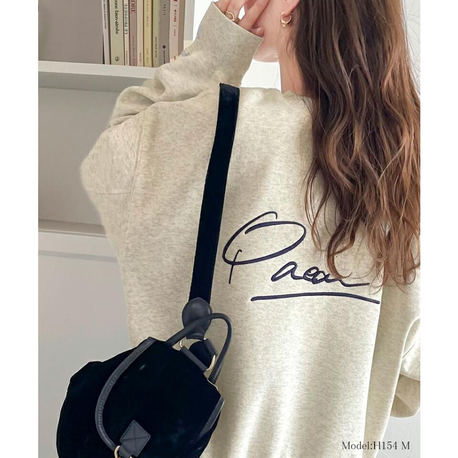 トップス スウェット レディース 立体 paean バック BIG ロゴ 刺繍 裏起毛 プルオーバー セットアップ可能 ドロップショルダーゆるっと | classicalelf | 05