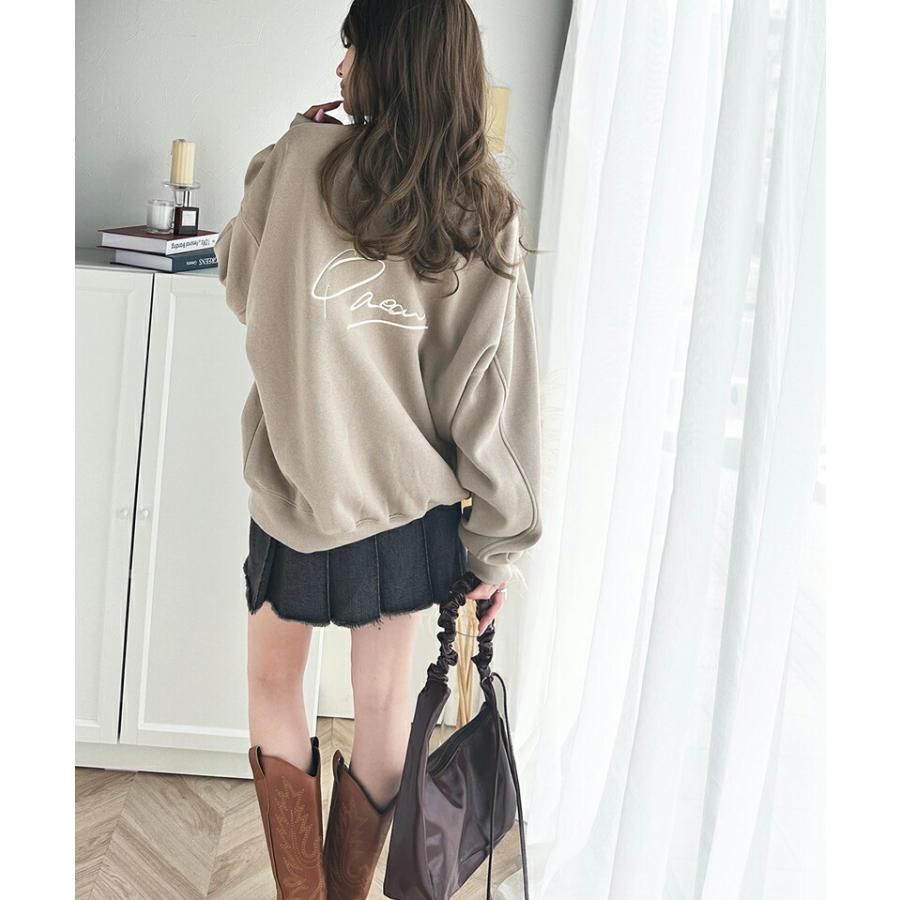 トップス スウェット レディース 立体 paean バック BIG ロゴ 刺繍 裏起毛 プルオーバー セットアップ可能 ドロップショルダーゆるっと | classicalelf | 09