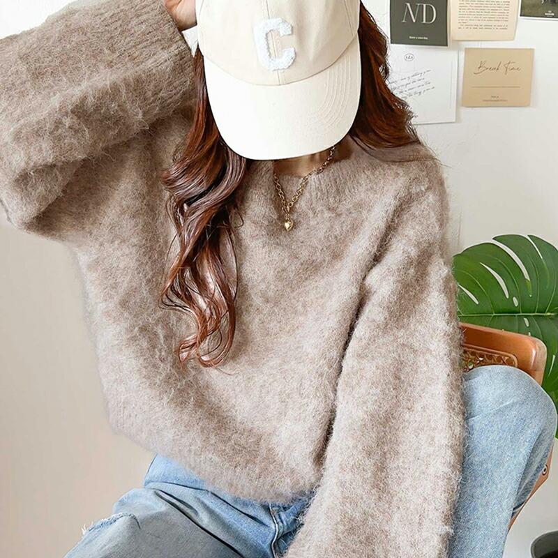 トップス ニット レディース バルーンスリーブ 短丈 ふわふわ シャギーニット プルオーバー オーバーサイズ レイヤードコーデ 高見え | classicalelf | 18