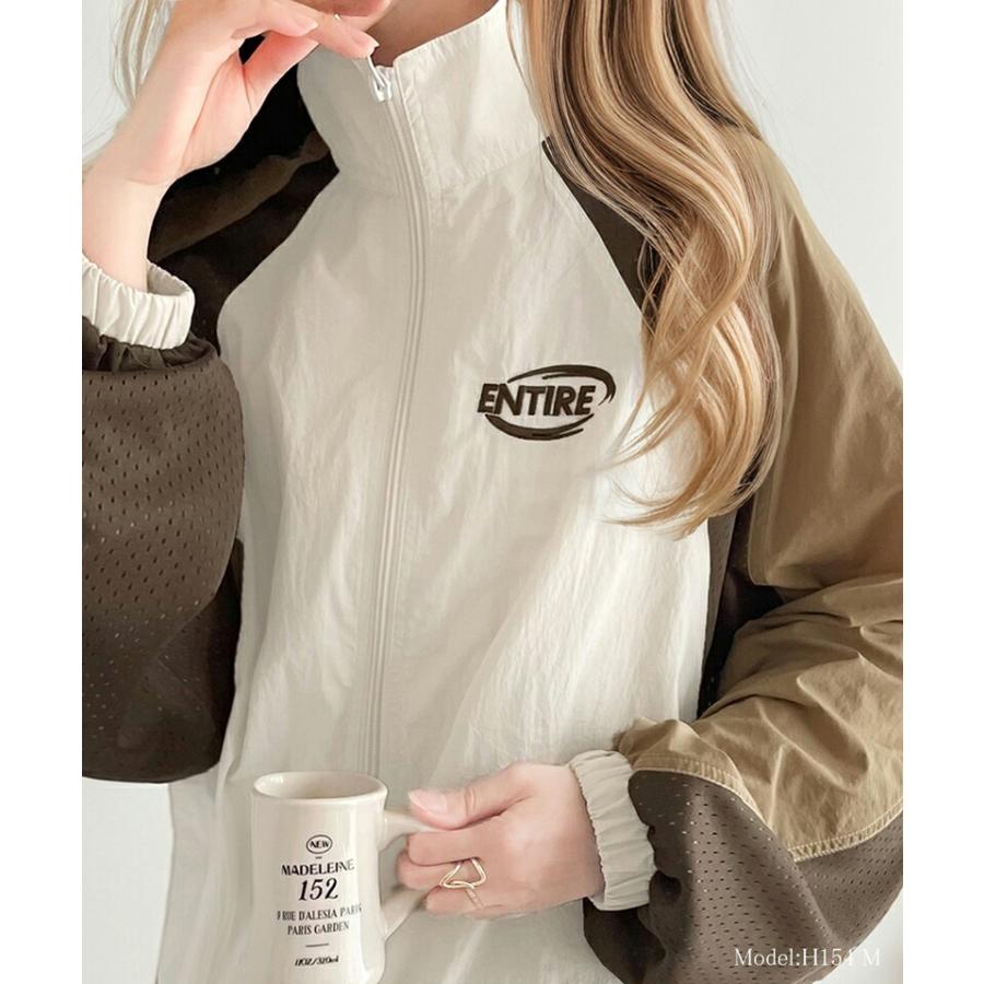 アウター ジャケット レディース ワンポイント ロゴ 入り ラグラン 配色 メッシュ ジップ ブルゾン アウトドア 羽織り スポーツ 旅行 | classicalelf | 02