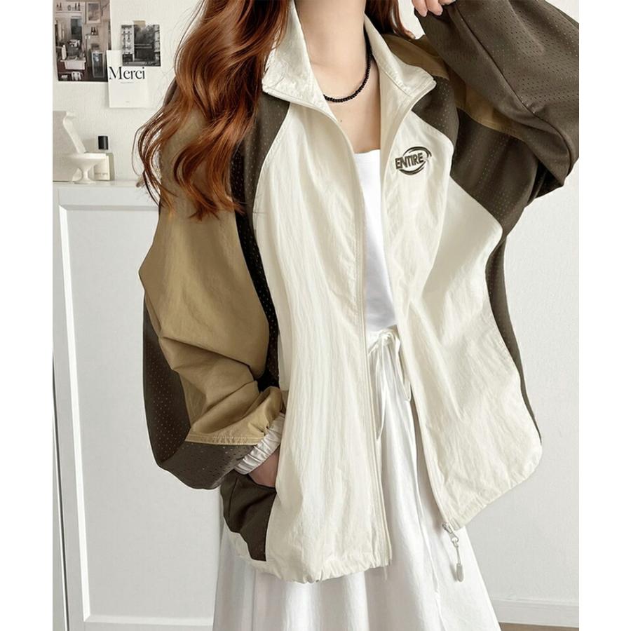 アウター ジャケット レディース ワンポイント ロゴ 入り ラグラン 配色 メッシュ ジップ ブルゾン アウトドア 羽織り スポーツ 旅行 | classicalelf | 03