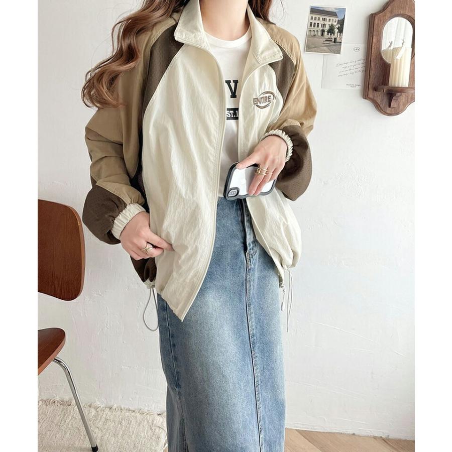 アウター ジャケット レディース ワンポイント ロゴ 入り ラグラン 配色 メッシュ ジップ ブルゾン アウトドア 羽織り スポーツ 旅行 | classicalelf | 05