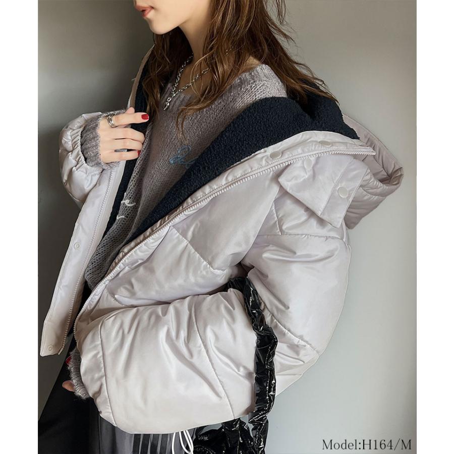 アウター ジャケット レディース 中綿 フード 付 ショート ブルゾン JK 微光沢 リップス トップ マット ポリエステル 選べる 素材 羽織り 暖か | classicalelf | 10