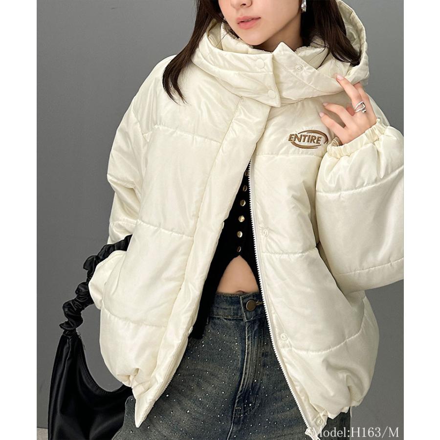 アウター ジャケット レディース 中綿 フード 付 ショート ブルゾン JK 微光沢 リップス トップ マット ポリエステル 選べる 素材 羽織り 暖か | classicalelf | 14