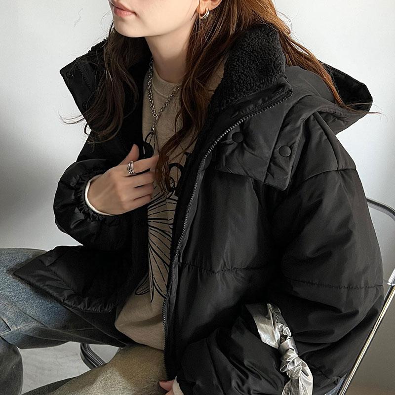 アウター ジャケット レディース 中綿 フード 付 ショート ブルゾン JK 微光沢 リップス トップ マット ポリエステル 選べる 素材 羽織り 暖か | classicalelf | 18