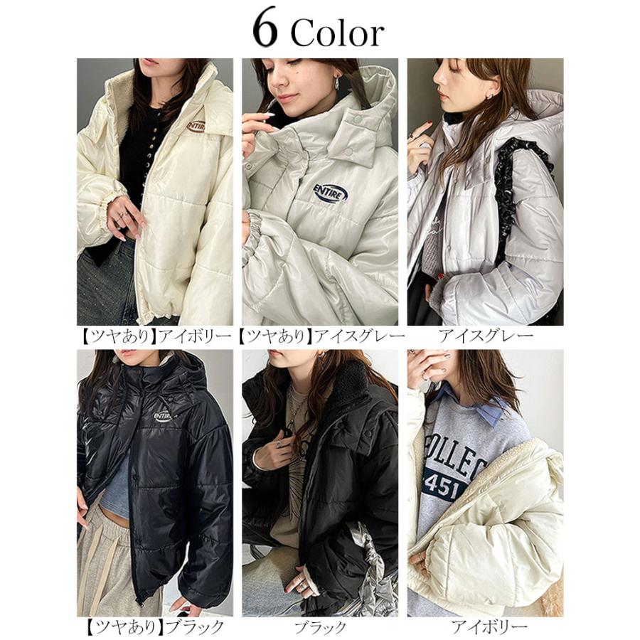 アウター ジャケット レディース 中綿 フード 付 ショート ブルゾン JK 微光沢 リップス トップ マット ポリエステル 選べる 素材 羽織り 暖か | classicalelf | 01