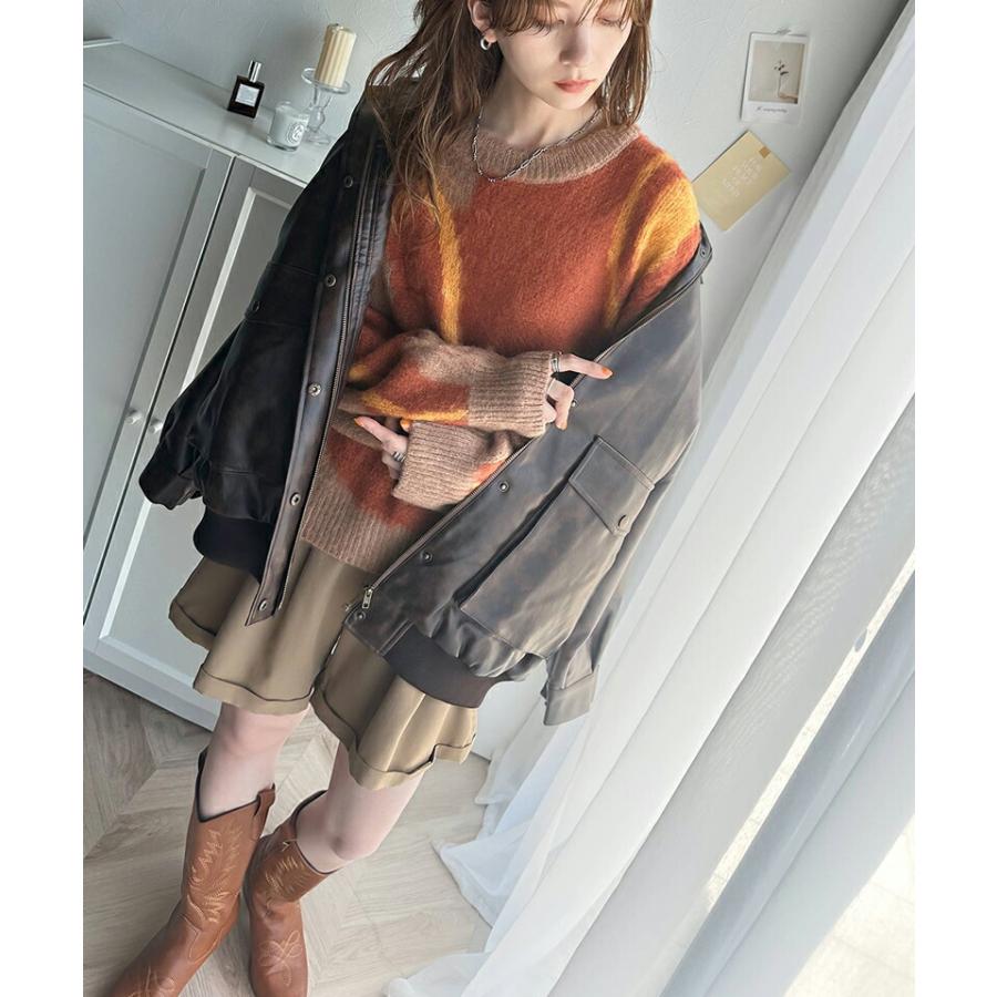 トップス ニット レディース ウェーブ 柄 ダブル ジャガード シャギー ニットプルオーバー 男女兼用 ユニセックス メンズ ゆるっと オーバーサイズ | classicalelf | 14