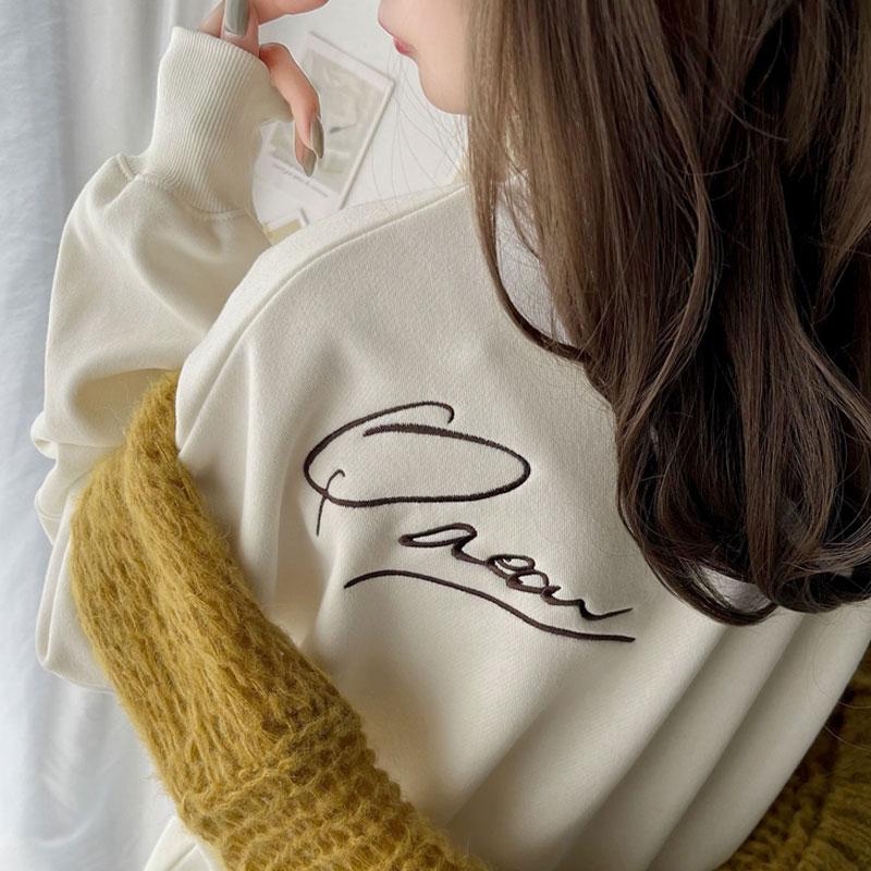 トップス スウェット レディース 立体 paean バック BIG ロゴ 刺繍 裏起毛 プルオーバー ドロップショルダーゆるっと スエット オーバーサイズ | classicalelf