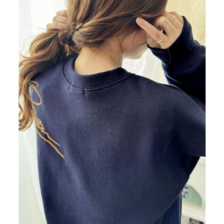 トップス スウェット レディース 立体 paean バック BIG ロゴ 刺繍 裏起毛 プルオーバー ドロップショルダーゆるっと スエット オーバーサイズ | classicalelf | 10