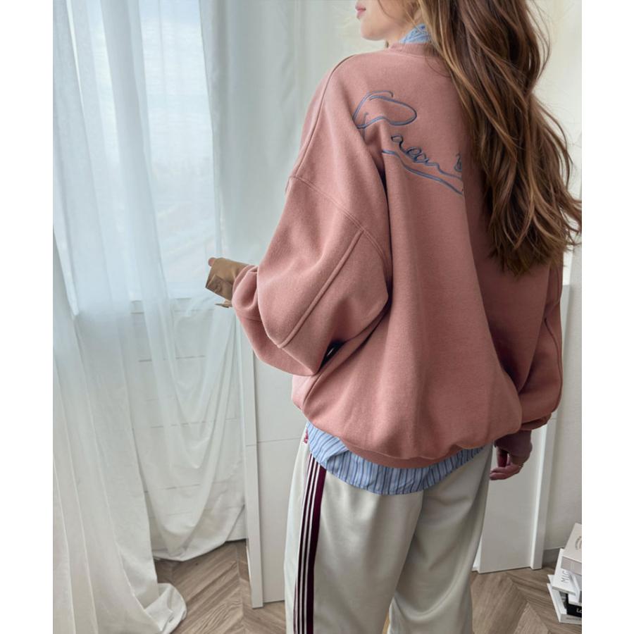 トップス スウェット レディース 立体 paean バック BIG ロゴ 刺繍 裏起毛 プルオーバー ドロップショルダーゆるっと スエット オーバーサイズ | classicalelf | 12