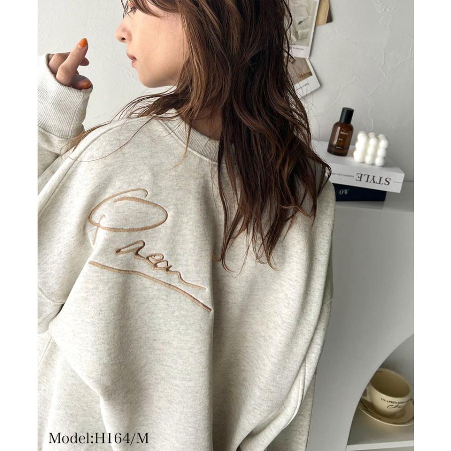 トップス スウェット レディース 立体 paean バック BIG ロゴ 刺繍 裏起毛 プルオーバー ドロップショルダーゆるっと スエット オーバーサイズ | classicalelf | 04