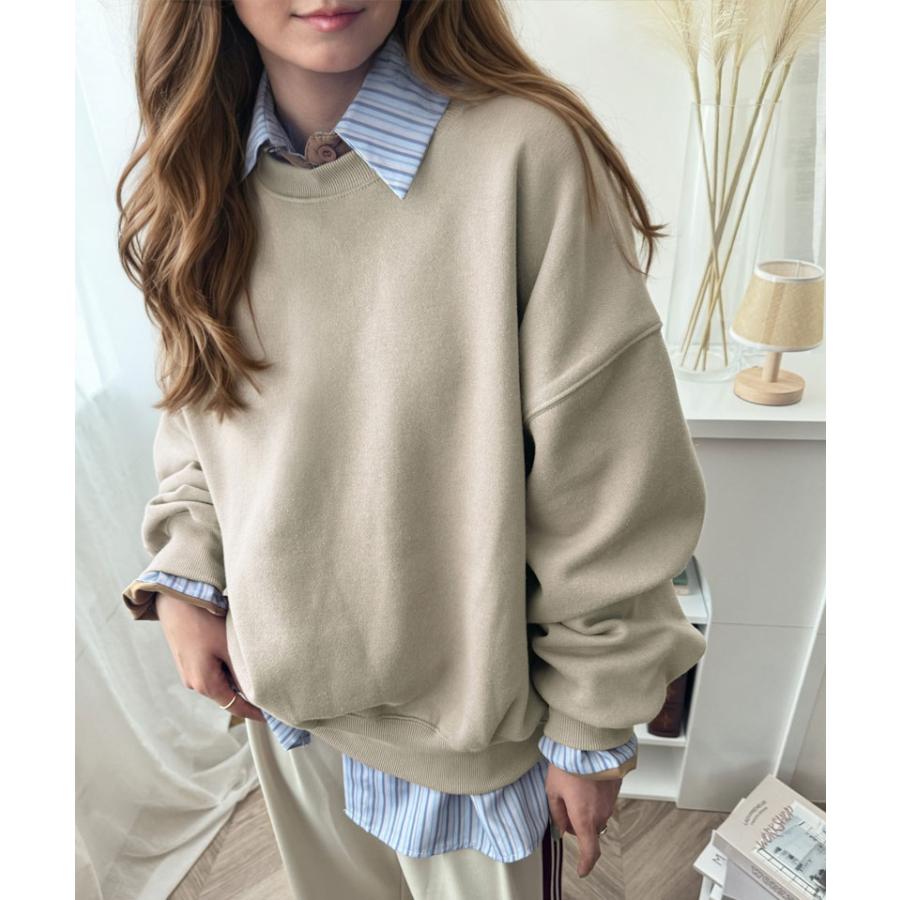 トップス スウェット レディース 立体 paean バック BIG ロゴ 刺繍 裏起毛 プルオーバー ドロップショルダーゆるっと スエット オーバーサイズ | classicalelf | 07