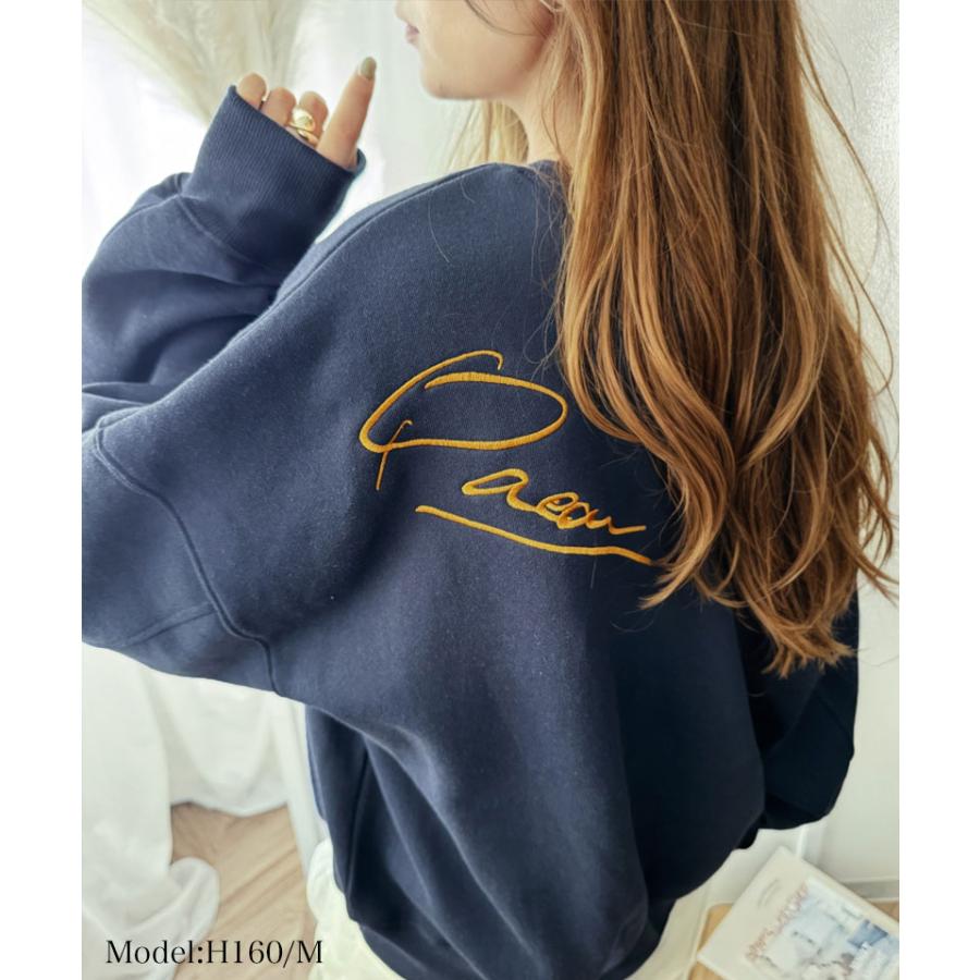 トップス スウェット レディース 立体 paean バック BIG ロゴ 刺繍 裏起毛 プルオーバー ドロップショルダーゆるっと スエット オーバーサイズ | classicalelf | 08