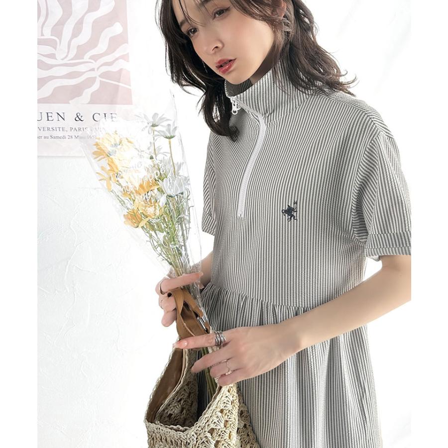 【 クラシカルエルフ classical elf 】 ワンピース 夏 レディース たっぷり ギャザー サッカー ハーフ ZIP ティアード ワンピ ロング 大きいサイズ | classicalelf | 12