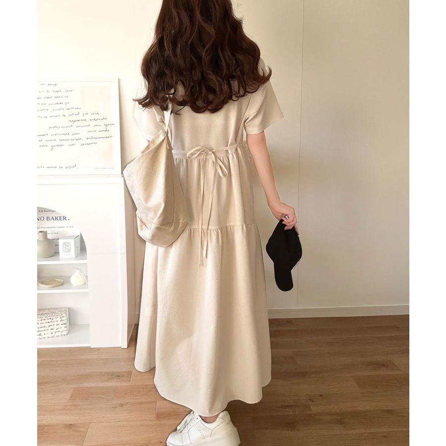 【 クラシカルエルフ classical elf 】 ワンピース 夏 レディース たっぷり ギャザー サッカー ハーフ ZIP ティアード ワンピ ロング 大きいサイズ | classicalelf | 04