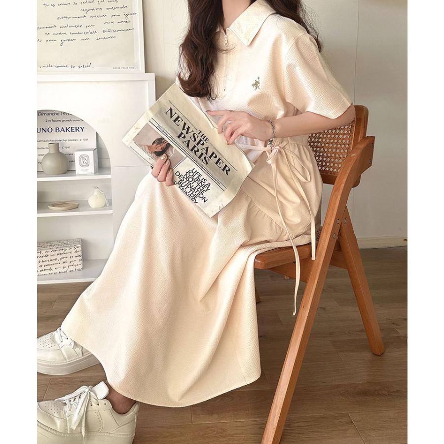 【 クラシカルエルフ classical elf 】 ワンピース 夏 レディース たっぷり ギャザー サッカー ハーフ ZIP ティアード ワンピ ロング 大きいサイズ | classicalelf | 05