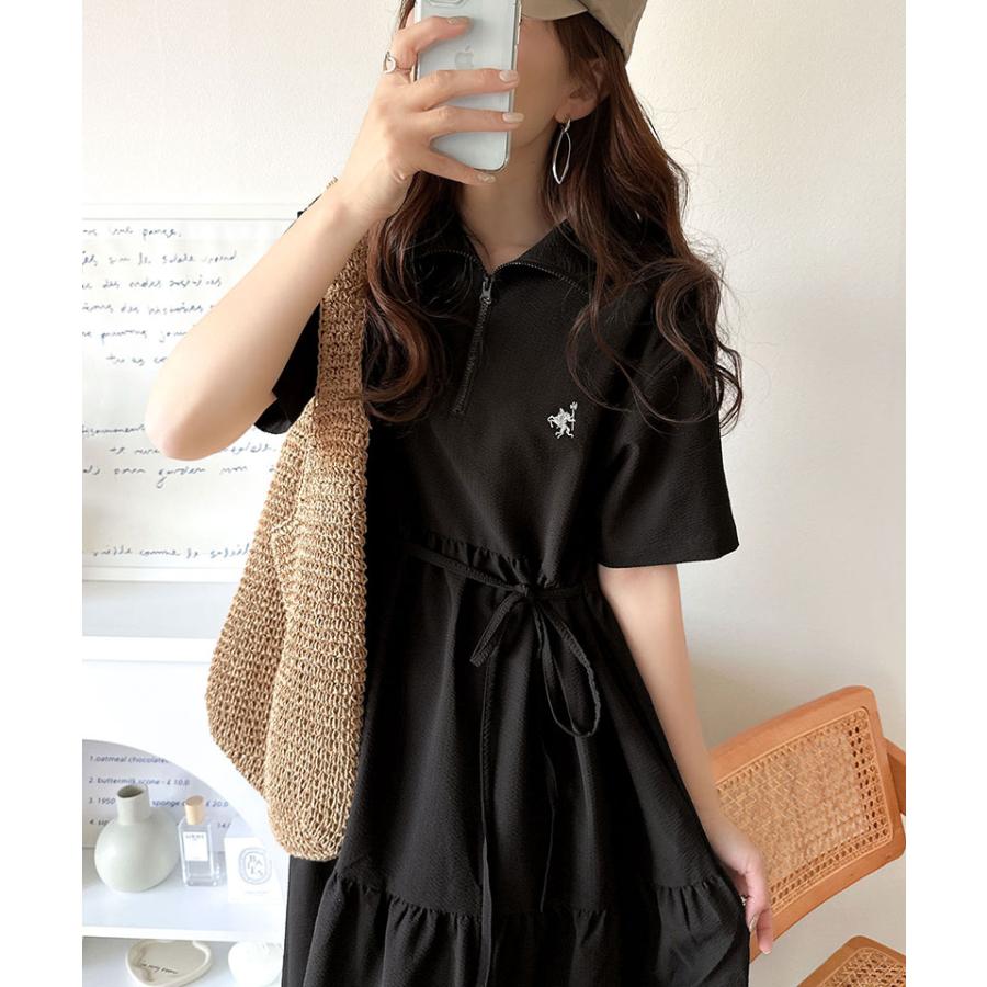 【 クラシカルエルフ classical elf 】 ワンピース 夏 レディース たっぷり ギャザー サッカー ハーフ ZIP ティアード ワンピ ロング 大きいサイズ | classicalelf | 07