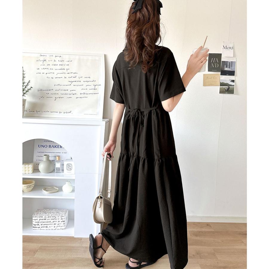 【 クラシカルエルフ classical elf 】 ワンピース 夏 レディース たっぷり ギャザー サッカー ハーフ ZIP ティアード ワンピ ロング 大きいサイズ | classicalelf | 08