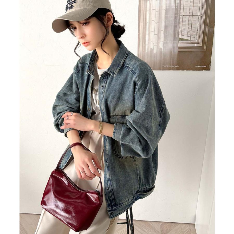 ジャケット ブルゾン レディース アウター 綿100％ デニム素材 ヴィンテージ感 ビッグシルエット カジュアル 重ね着 ロングシーズン 古着風 | classicalelf | 07