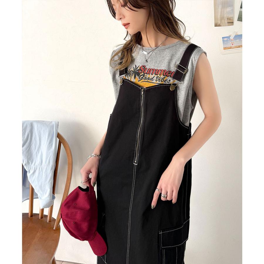 ジャンパースカート レデイース 綿 100％ 配色 ステッチ ロング | classicalelf | 11