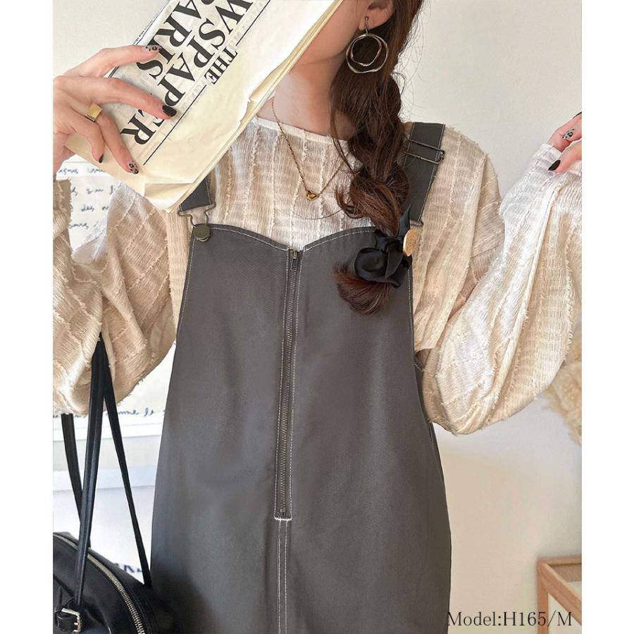 ジャンパースカート レデイース 綿 100％ 配色 ステッチ ロング | classicalelf | 12