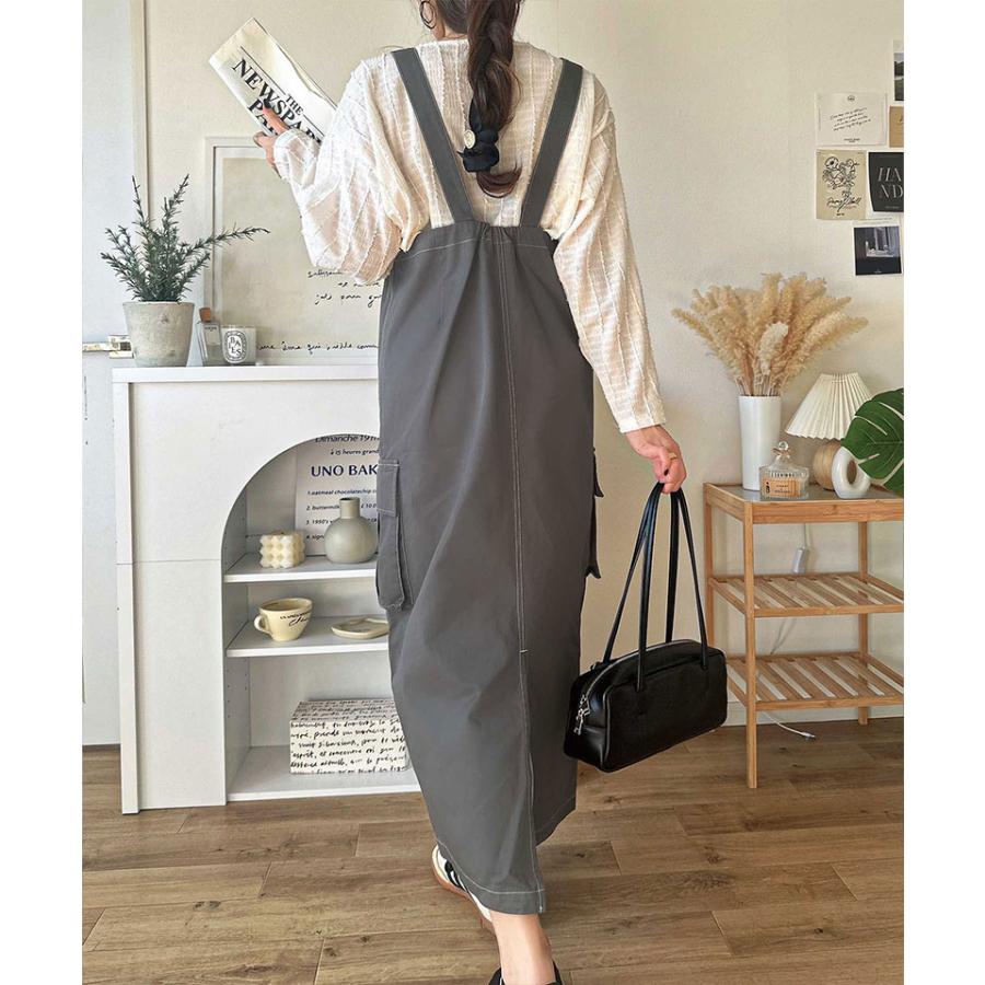 ジャンパースカート レデイース 綿 100％ 配色 ステッチ ロング | classicalelf | 14