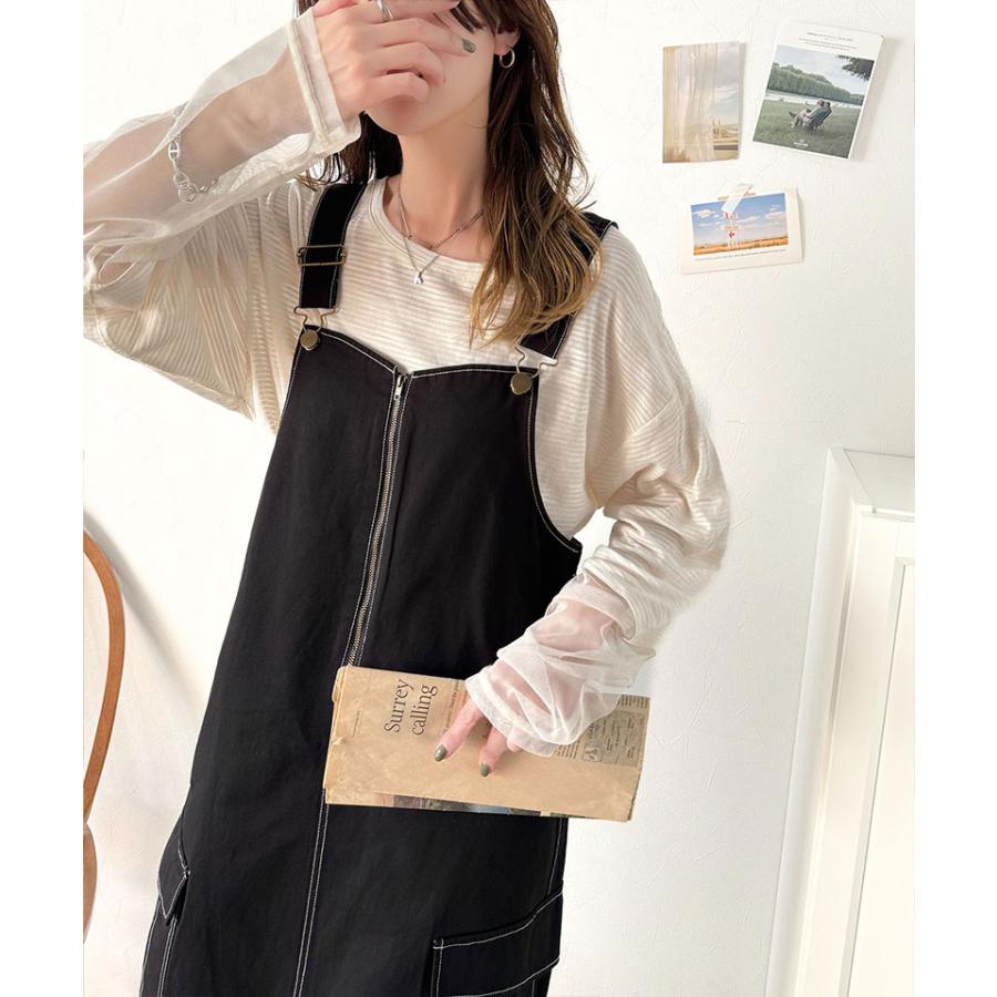 ジャンパースカート レデイース 綿 100％ 配色 ステッチ ロング | classicalelf | 08