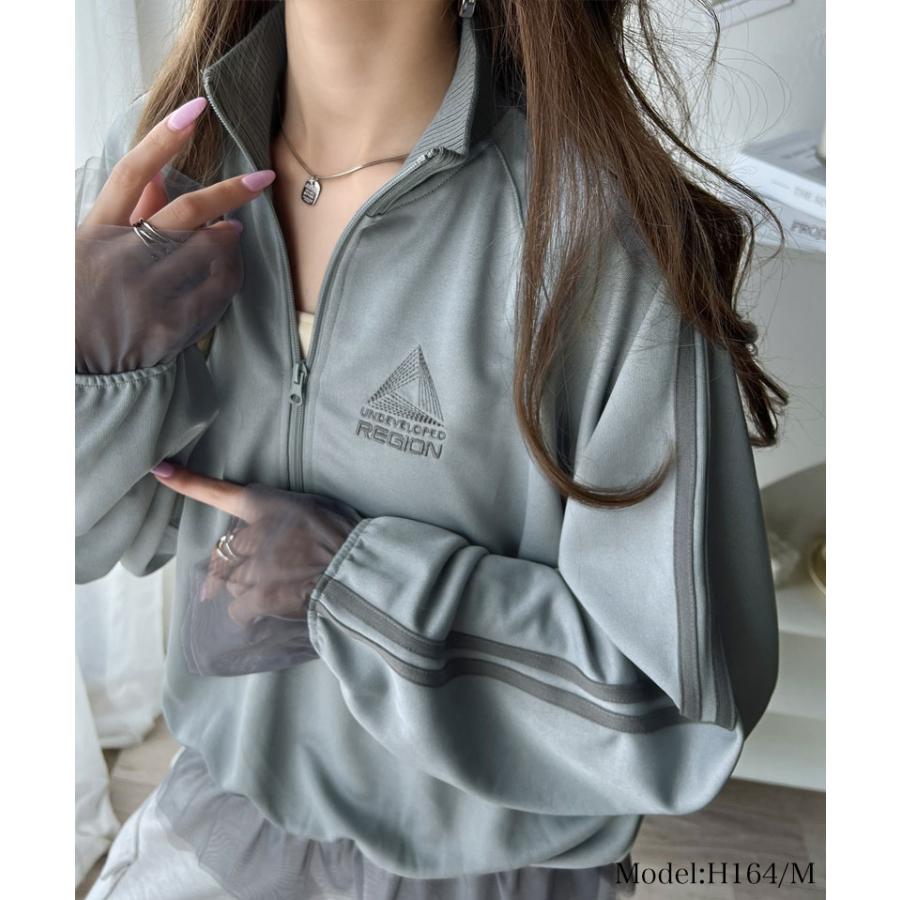 トップス ハーフジップ レディース チュール 刺繍 アノラック サイドライン ワンポイント スポーツ ドッキング アウター オーバーサイズ ゆったり | classicalelf | 09