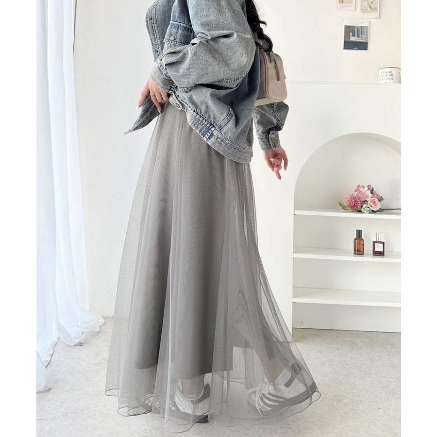 ボトムス スカート レディース マーメイド ダブル チュール SK ロング 丈 ウエスト | classicalelf | 11