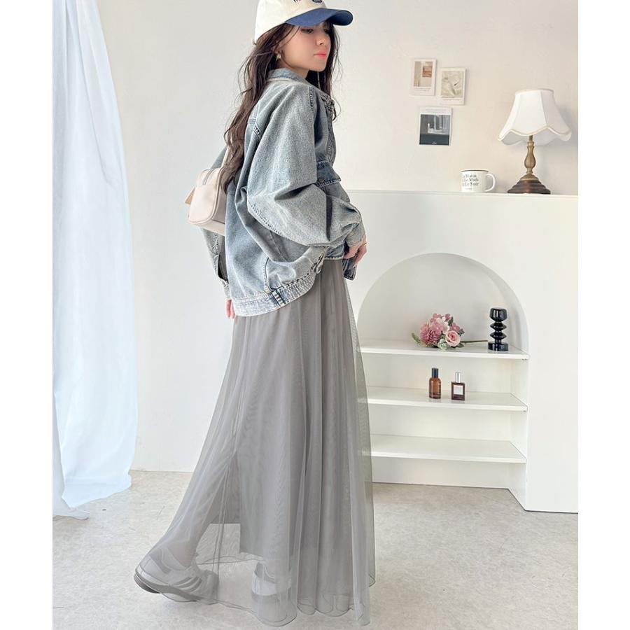 ボトムス スカート レディース マーメイド ダブル チュール SK ロング 丈 ウエスト | classicalelf | 12