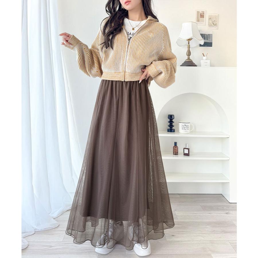 ボトムス スカート レディース マーメイド ダブル チュール SK ロング 丈 ウエスト | classicalelf | 15