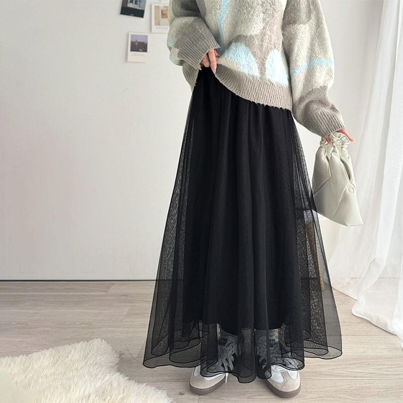 ボトムス スカート レディース マーメイド ダブル チュール SK ロング 丈 ウエスト | classicalelf | 18