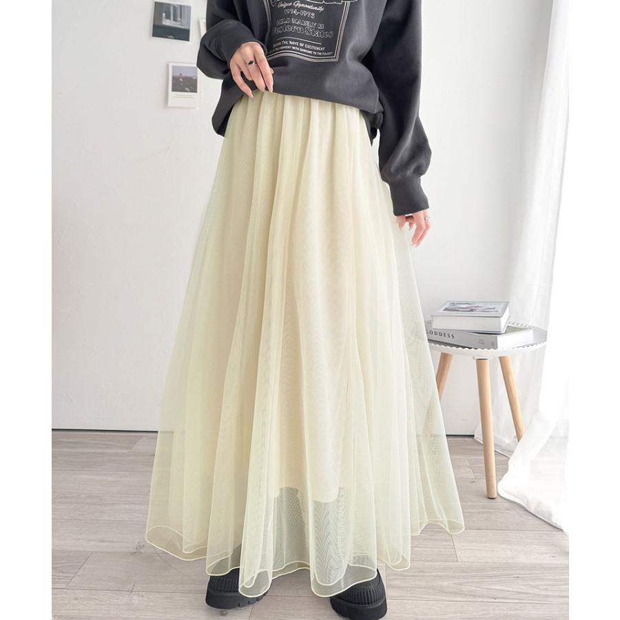 ボトムス スカート レディース マーメイド ダブル チュール SK ロング 丈 ウエスト | classicalelf | 03