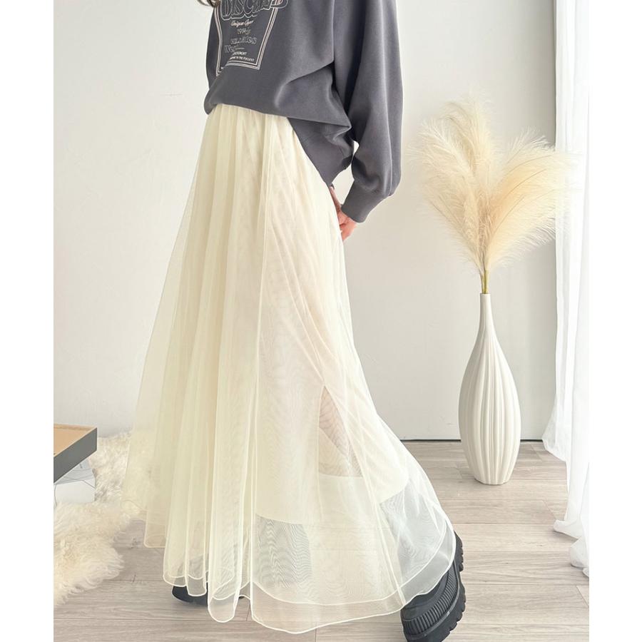 ボトムス スカート レディース マーメイド ダブル チュール SK ロング 丈 ウエスト | classicalelf | 04