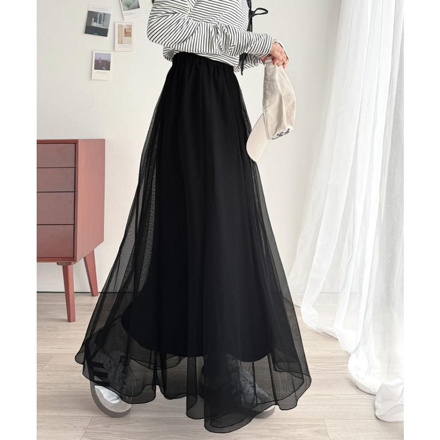 ボトムス スカート レディース マーメイド ダブル チュール SK ロング 丈 ウエスト | classicalelf | 07