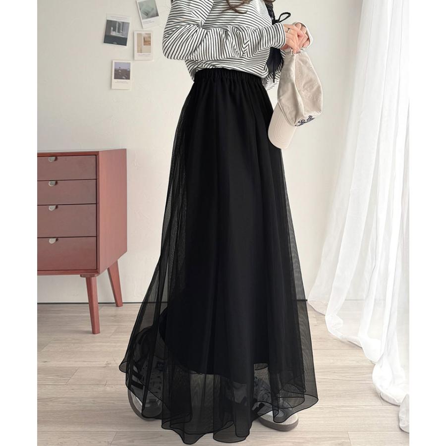 ボトムス スカート レディース マーメイド ダブル チュール SK ロング 丈 ウエスト | classicalelf | 09