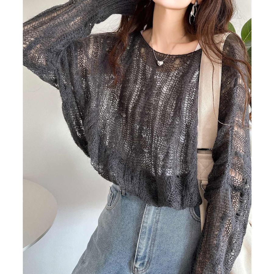 トップス ニット レディース 透かし ケーブル ゆる編み オーバー ニット 華奢見せ ロングシーズン レイヤードコーデ オーバーサイズ 大きい | classicalelf | 14