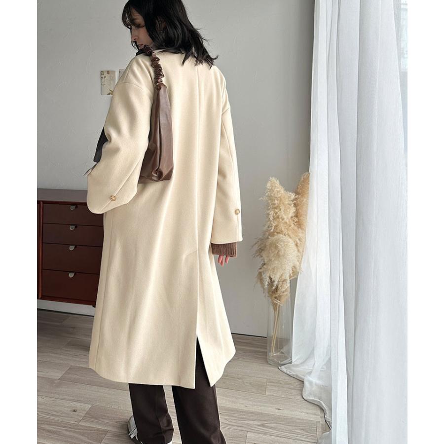 アウター コート レディース ロング丈 ウール ライク メルトン ジャージー 素材 ステン カラーコート ゆるっと オーバーサイズ 大きいサイズ | classicalelf | 12