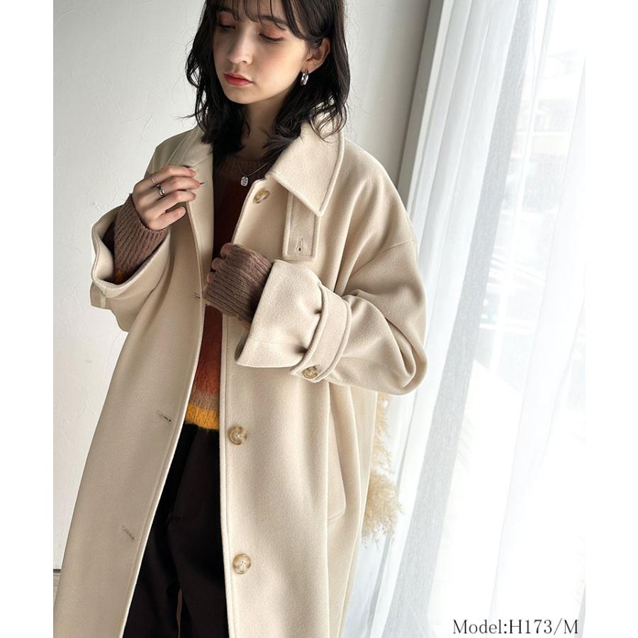 アウター コート レディース ロング丈 ウール ライク メルトン ジャージー 素材 ステン カラーコート ゆるっと オーバーサイズ 大きいサイズ | classicalelf | 09