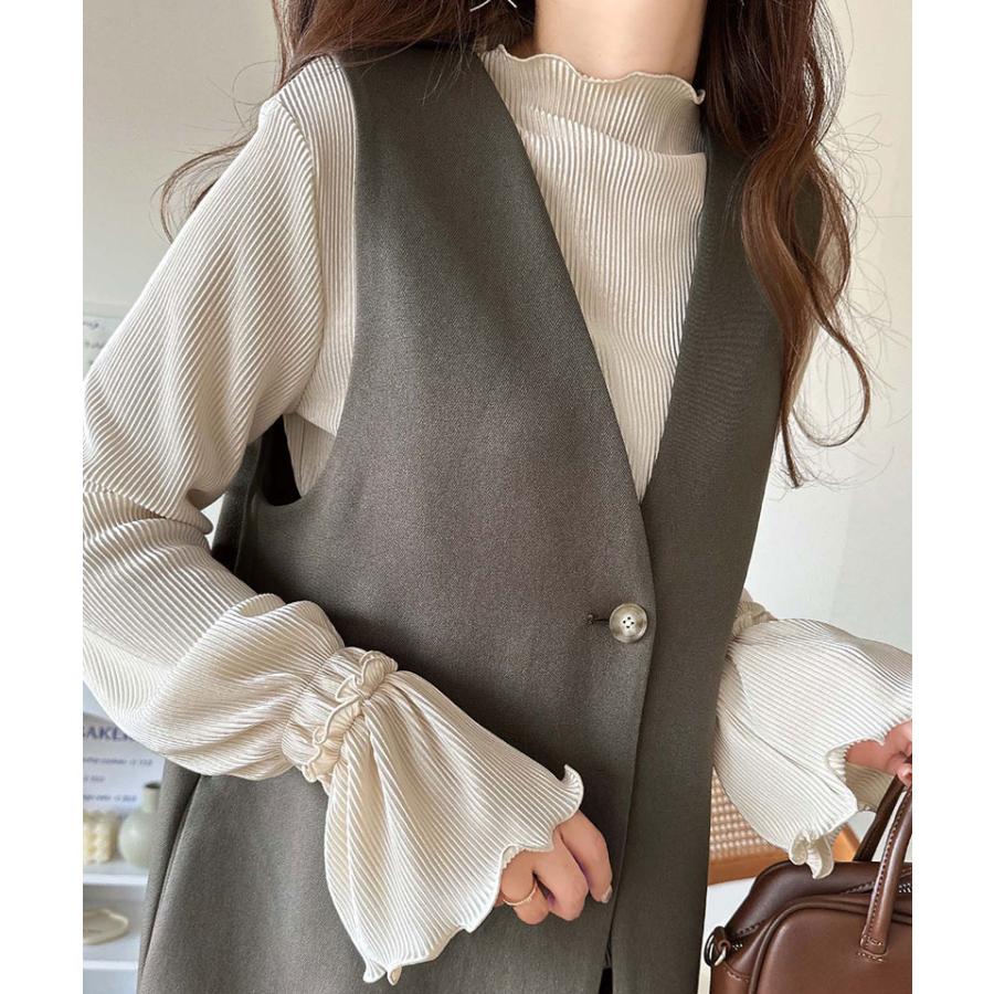 トップス ベスト レディース 華奢魅え シルエット ロング ジレ レイヤードコーデ ロングシーズン 羽織り スタイルアップ ポケット付き ゆるっと | classicalelf | 09