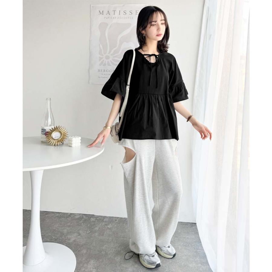 【 クラシカルエルフ classical elf 】 tシャツ レディース 半袖 トップス カットソー 前後2WAY シルケット コンビ ペプラム 大人フェミニン 前後2way | classicalelf | 10