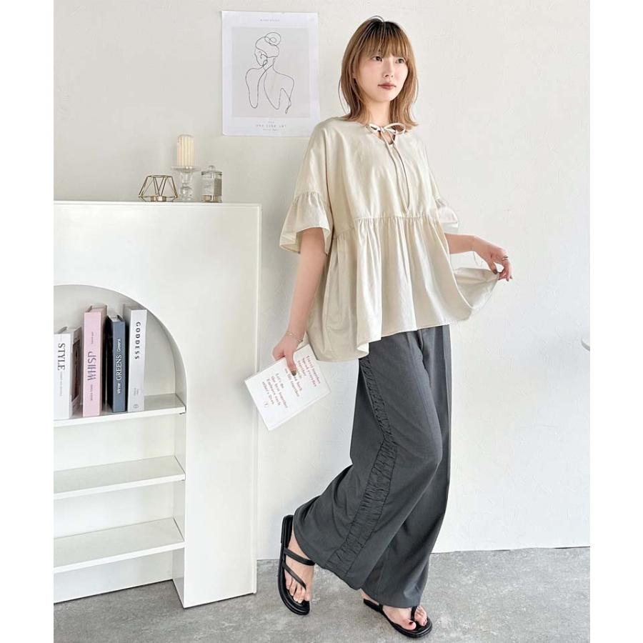 【 クラシカルエルフ classical elf 】 tシャツ レディース 半袖 トップス カットソー 前後2WAY シルケット コンビ ペプラム 大人フェミニン 前後2way | classicalelf | 03