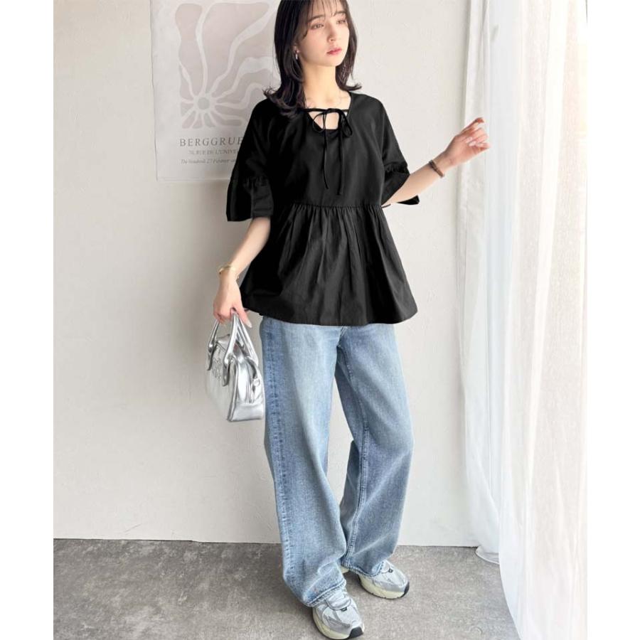 【 クラシカルエルフ classical elf 】 tシャツ レディース 半袖 トップス カットソー 前後2WAY シルケット コンビ ペプラム 大人フェミニン 前後2way | classicalelf | 07