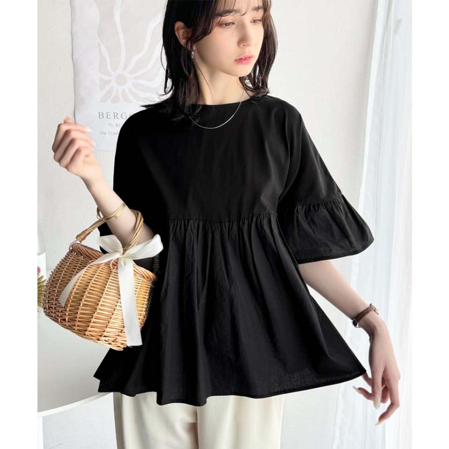 【 クラシカルエルフ classical elf 】 tシャツ レディース 半袖 トップス カットソー 前後2WAY シルケット コンビ ペプラム 大人フェミニン 前後2way | classicalelf | 08