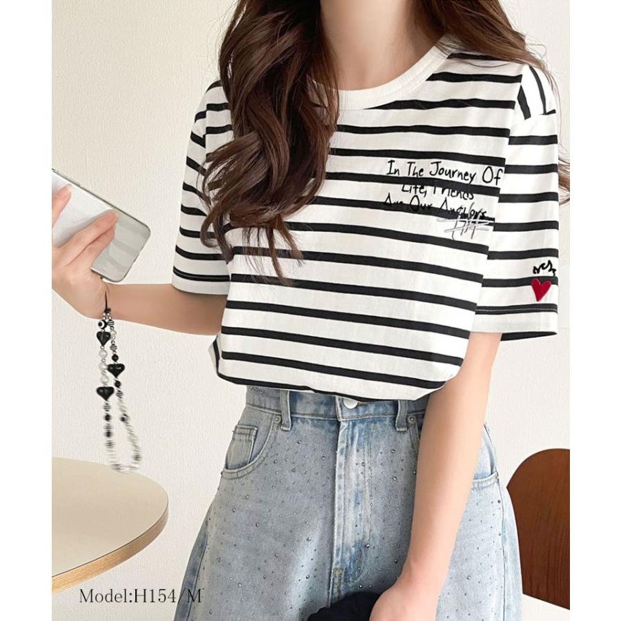 【sustaina+】 tシャツ レディース 半袖 半袖 クルーネック らくがき 刺繍 オーガニックコットン 綿100％ シルケット風 デザイン刺繍 天竺素材 | classicalelf | 07